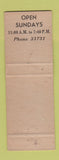 Matchbook Cover - Bun's Restaurant Delaware OH