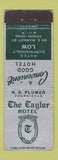 Matchbook Cover - Taylor Hotel Akron OH WORN
