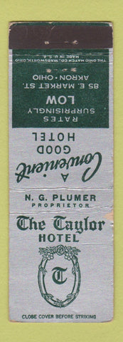 Matchbook Cover - Taylor Hotel Akron OH WORN