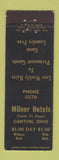 Matchbook Cover - Milner Hotels Canton OH