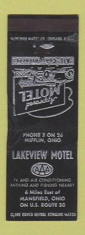 Matchbook Cover - Lakeview Motel Mansfield OH WORN