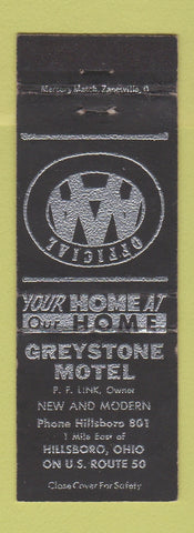 Matchbook Cover - Greystone Motel Hillsboro OH