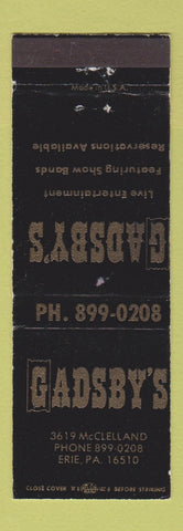 Matchbook Cover - Gadsby's Erie PA