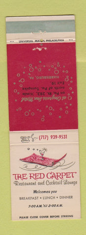 Matchbook Cover - The Red Carpet Restaurant Harrisburg PA