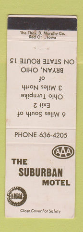 Matchbook Cover - Suburban Motel Bryan OH WEAR