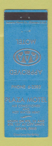 Matchbook Cover - Plaza Motel Bryan OH