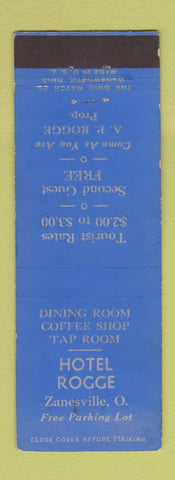 Matchbook Cover - Hotel Rogge Zanesville OH