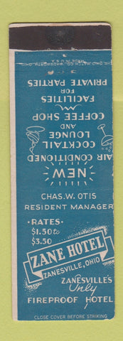 Matchbook Cover - Zane Hotel Zanesville OH