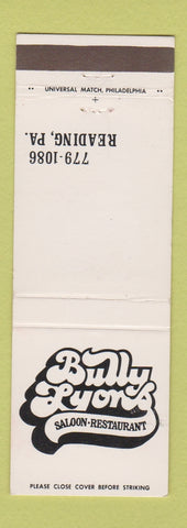 Matchbook Cover - Bully Lyon Saloon Restaurant Reading PA