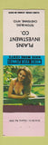 Matchbook Cover - Plains Investment Cheyenne WY pinup