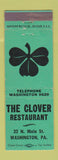 Matchbook Cover - Clover Restaurant Washington PA