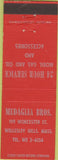Matchbook Cover - Medaglia Bros Wellesley Hills MA