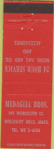 Matchbook Cover - Medaglia Bros Wellesley Hills MA