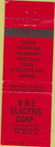 Matchbook Cover - B and E Electric Jamestown NY