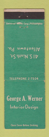 Matchbook Cover - George Werner Interior Design Allentown PA