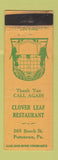 Matchbook Cover - Clover Leaf Restaurant Pottstown PA WEAR
