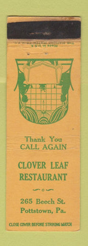 Matchbook Cover - Clover Leaf Restaurant Pottstown PA WEAR