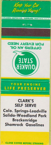 Matchbook Cover - oil gas Leadville Salida Breckenridge Woodland Park CO