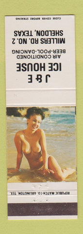 Matchbook Cover - J&E Ice House billiards Sheldon TX pinup