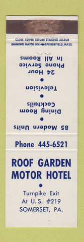 Matchbook Cover - Roof Garden Motor Hotel Somerset PA WEAR