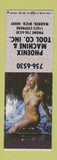Matchbook Cover - Phoenix Machine Tool Warren MI pinup