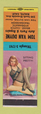 Matchbook Cover - Tom Van Duyne Auto Repair Rialto CA pinup