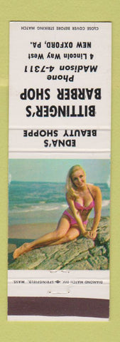 Matchbook Cover - Bittinger's Barber Shop New Oxford PA pinup