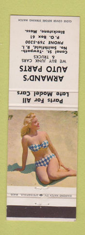 Matchbook Cover - Armand's Auto Parts Blackstone MA pinup