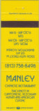 Matchbook Cover - Manley Chinese Restaurant Bradenton FL