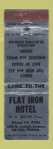 Matchbook Cover - Flat Iron Hotel Sayre PA WEAR