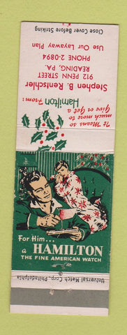 Matchbook Cover - Hamilton Watches Stephen Rentschler Reading PA