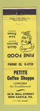 Matchbook Cover - Petite Coffee Shoppe New Castle PA