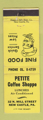 Matchbook Cover - Petite Coffee Shoppe New Castle PA