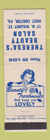 Matchbook Cover - Theresa's Beauty Salon West Chester PA girlie