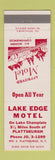 Matchbook Cover - Lake Edge Motel Plattsburgh NY