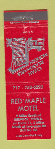 Matchbook Cover - Red Maple Motel Berwick PA