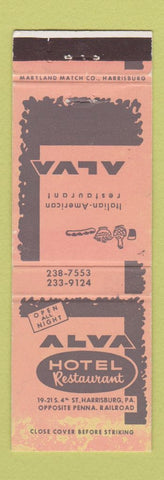 Matchbook Cover - Alva Restaurant Harrisburg PA WEAR