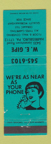 Matchbook Cover - WE Gipe Harrisburg PA Flooring