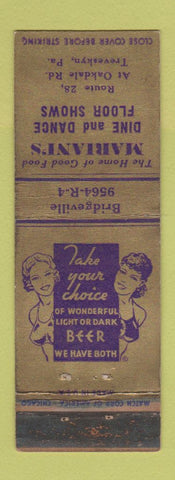 Matchbook Cover - Mariani's Restaurant Treveskyn PA girlie WEAR