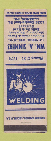 Matchbook Cover - WM Simmers Welding Lebanon PA