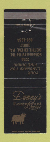 Matchbook Cover - Danny's Restaurant Bethlehem PA WEAR