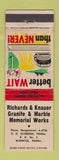 Matchbook Cover - Richards Knauer Granite Memorials Warwick PA WEAR