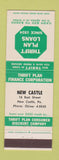 Matchbook Cover - Thrift Plan Loans New Castle PA