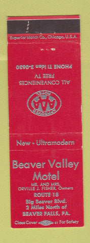 Matchbook Cover - Beaver Valley Motel Beaver Falls PA
