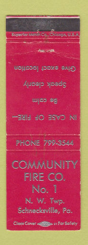 Matchbook Cover - Community Fire Company #1 Schnecksville PA WEAR