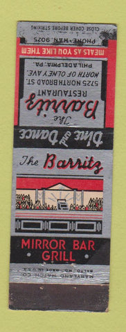 Matchbook Cover - Barritz Restaurant Philadelphia PA WEAR