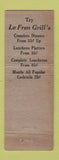 Matchbook Cover - Le Fren Grill Philadelphia PA WEAR