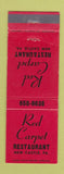Matchbook Cover - Red Carpet Restaurant New Castle PA