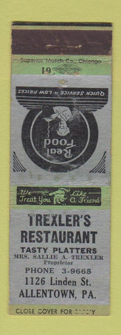 Matchbook Cover - Trexler's Restaurant Allentown PA WEAR