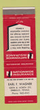 Matchbook Cover - Earl Wagner Insurance Nationwide Emmaus PA